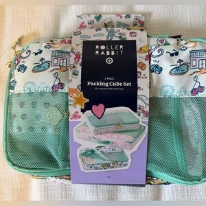 Roller Rabbit Packing Cube Set - White Teal